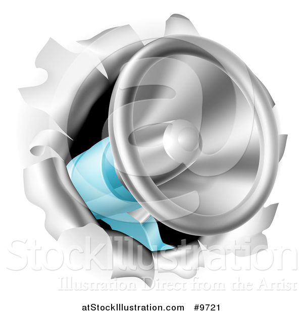 Vector Illustration of a 3d Megaphone Breaking Through a Wall