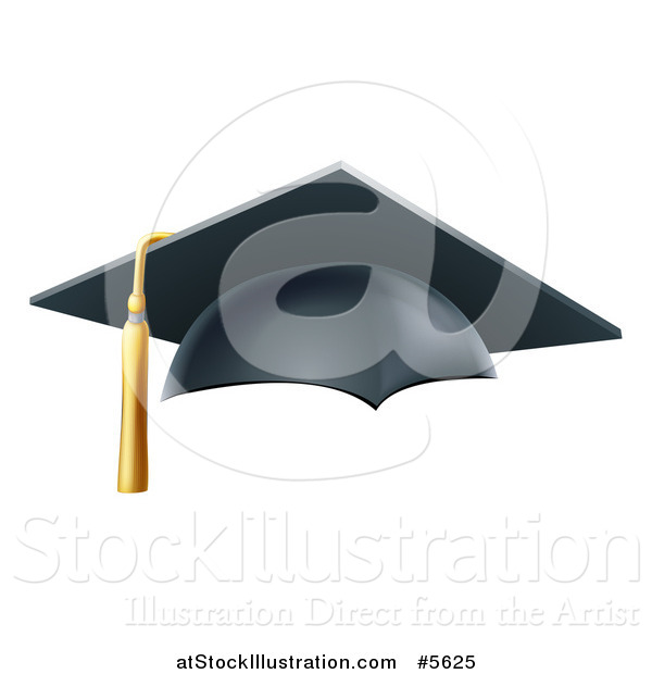 Vector Illustration of a 3d Mortar Board Graduation Cap