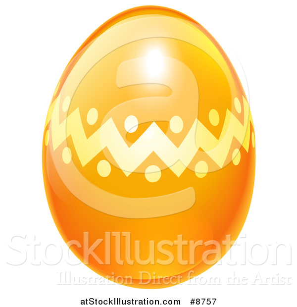 Vector Illustration of a 3d Orange and Golden Easter Egg