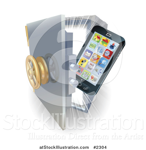 Vector Illustration of a 3d Phone in a Vault