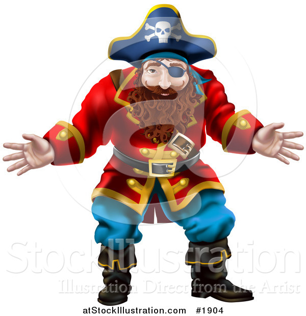 Vector Illustration of a 3d Pirate Holding His Hands out