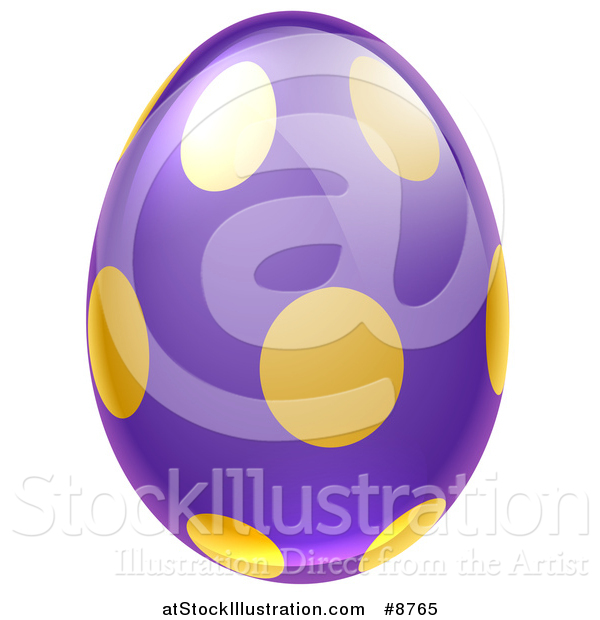 Vector Illustration of a 3d Purple Easter Egg with Golden Dots