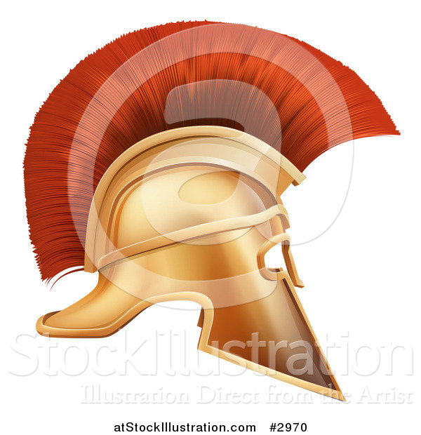 Vector Illustration of a 3d Red and Gold Spartan Corinthian Helmet