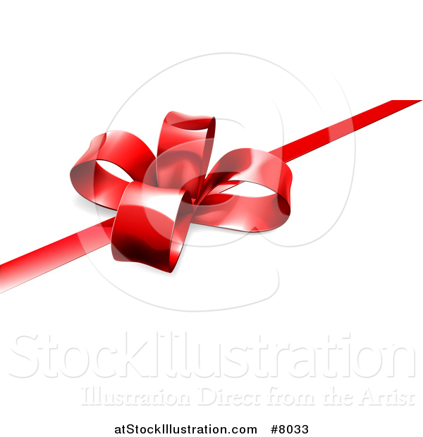 Vector Illustration of a 3d Red Christmas, Birthday or Other Holiday Gift Bow and Ribbon on White