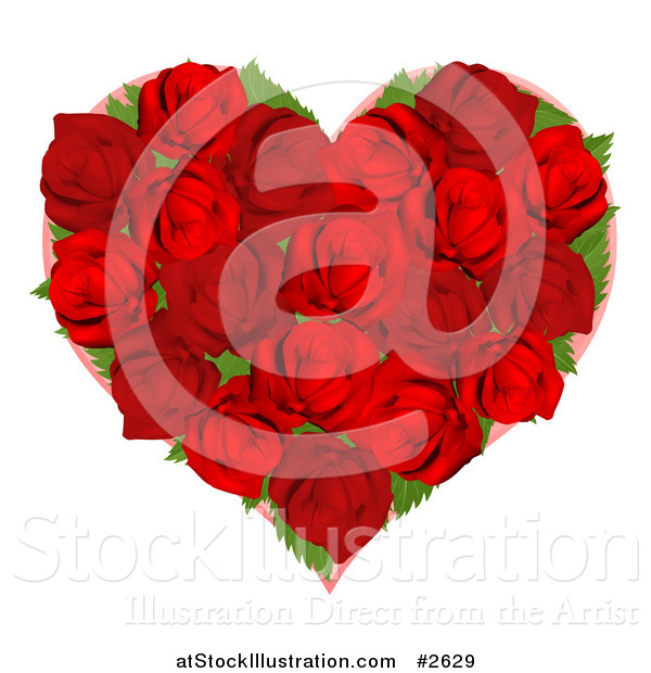 Vector Illustration of a 3d Red Rose Heart