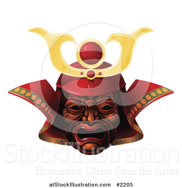 Vector Illustration of a 3d Red Samurai Mask