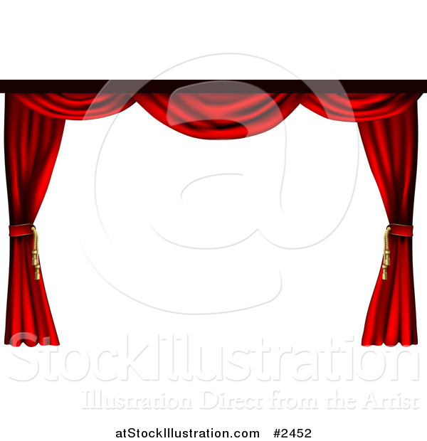 Vector Illustration of a 3d Red Theater Stage Curtains Pulled to the Sides