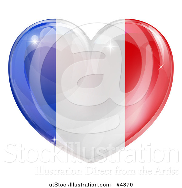 Vector Illustration of a 3d Reflective French Flag Heart