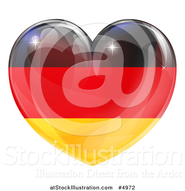 Vector Illustration of a 3d Reflective German Flag Heart