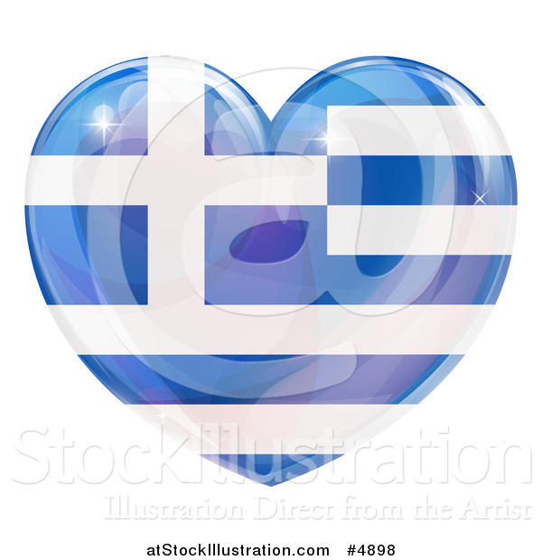 Vector Illustration of a 3d Reflective Greek Flag Heart