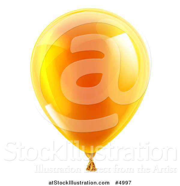 Vector Illustration of a 3d Reflective Orange Party Balloon