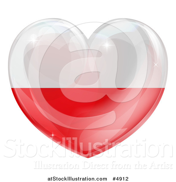 Vector Illustration of a 3d Reflective Poland Flag Heart