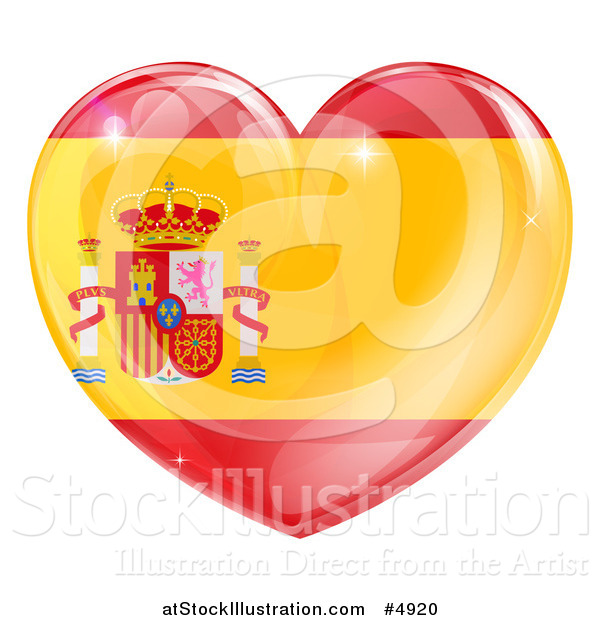Vector Illustration of a 3d Reflective Spanish Flag Heart