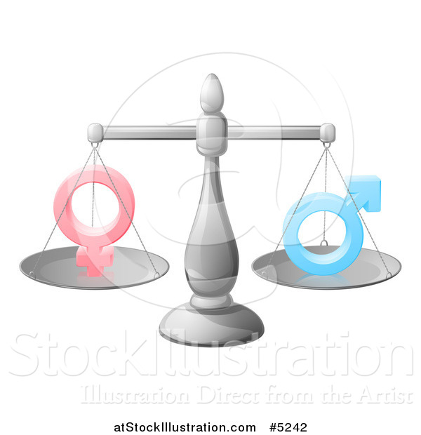 Vector Illustration of a 3d Scale Balancing Gender Symbols