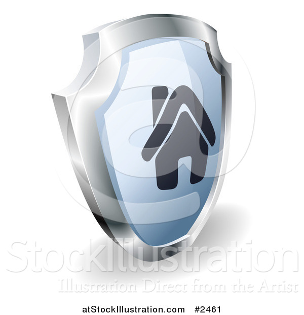 Vector Illustration of a 3d Silver and Blue Home Shield