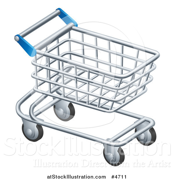 Vector Illustration of a 3d Silver Shopping Cart