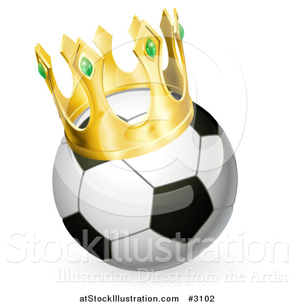 Vector Illustration of a 3d Soccer Ball with a King Crown