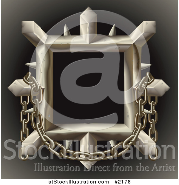 Vector Illustration of a 3d Spiked Metal Frame with Chains