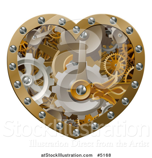 Vector Illustration of a 3d Steampunk Heart of Gears