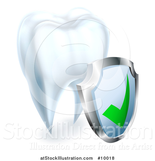 Vector Illustration of a 3d Tooth and Protective Dental Shield