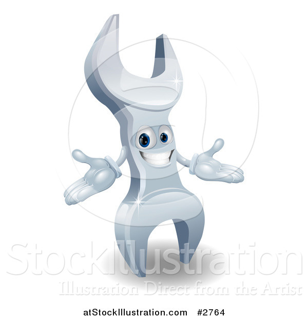 Vector Illustration of a 3d Welcoming Wrench Character
