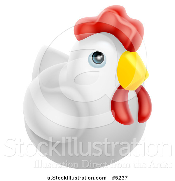 Vector Illustration of a 3d White Chubby Chicken
