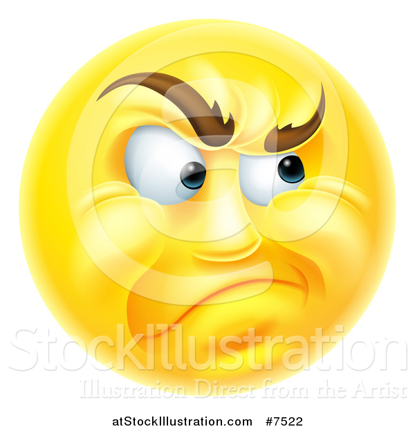 Vector Illustration of a 3d Yellow Smiley Emoji Emoticon Face Looking Skeptical