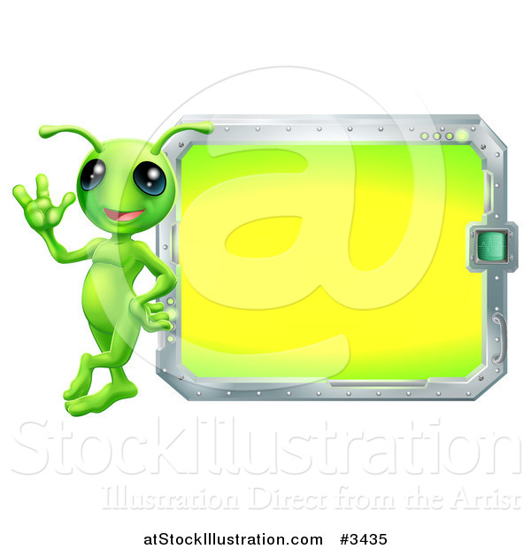 Vector Illustration of a Alien with Sign or Screen