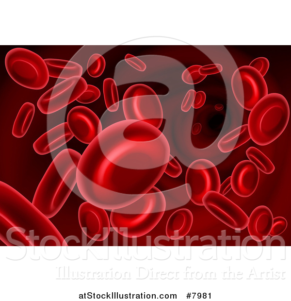 Vector Illustration of a Backgorund of 3d Red Blood Cells in an Artery