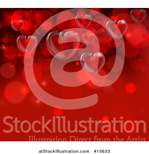 Vector Illustration of a Background of 3d Hearts on Red