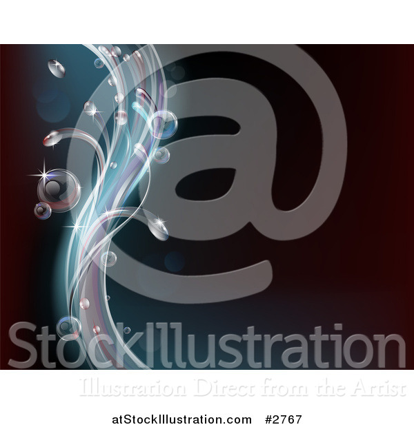 Vector Illustration of a Background of Flowing Glassy Water with Captured Air Bubbles