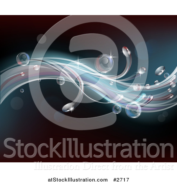 Vector Illustration of a Background of Flowing Water with Captured Air Bubbles