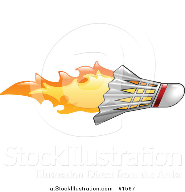 Vector Illustration of a Badminton Shuttlecock on Fire