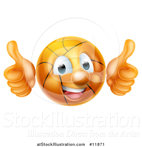 Vector Illustration of a Basketball Character Holding Two Thumbs up
