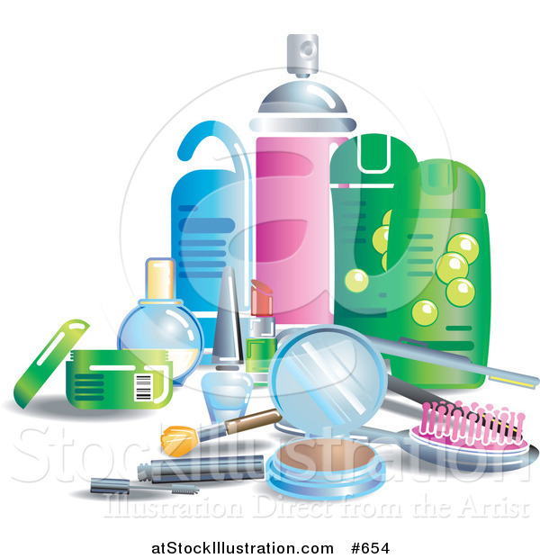 Vector Illustration of a Beauty Products, Makeup and Utensils