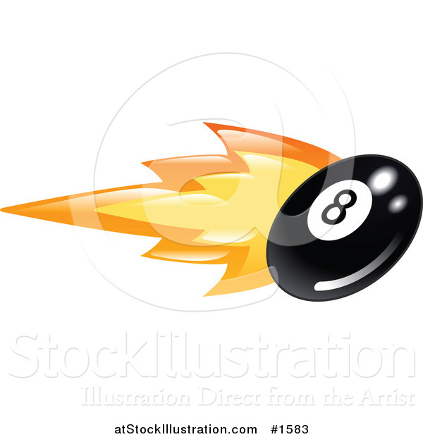 Vector Illustration of a Billiards Eight Ball on Fire