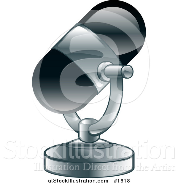 Vector Illustration of a Black and Chrome Desk Microphone