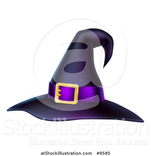 Vector Illustration of a Black and Purple Witch Hat