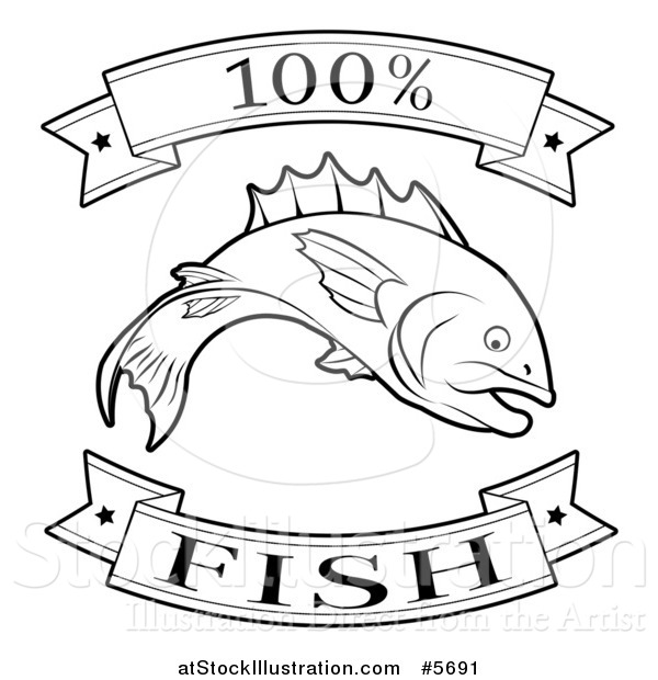 Vector Illustration of a Black and White 100 Percent Fish Food Banners