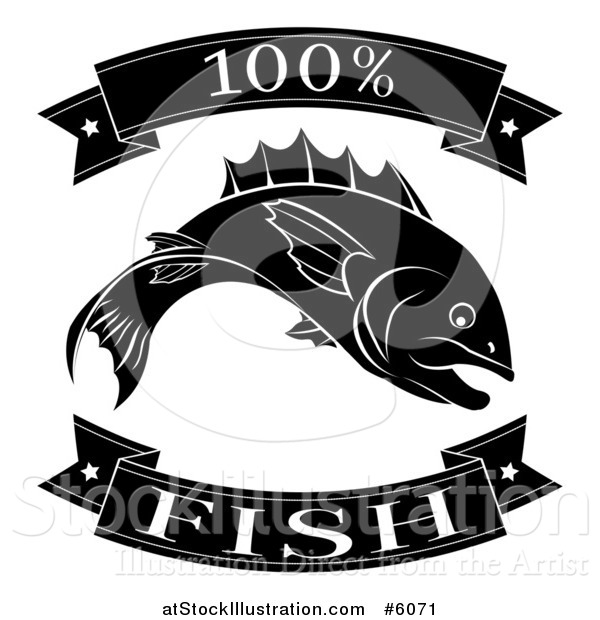 Vector Illustration of a Black and White 100 Percent Fish Food Banners