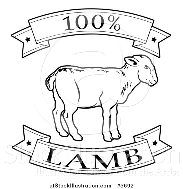 Vector Illustration of a Black and White 100 Percent Lamb Food Banners