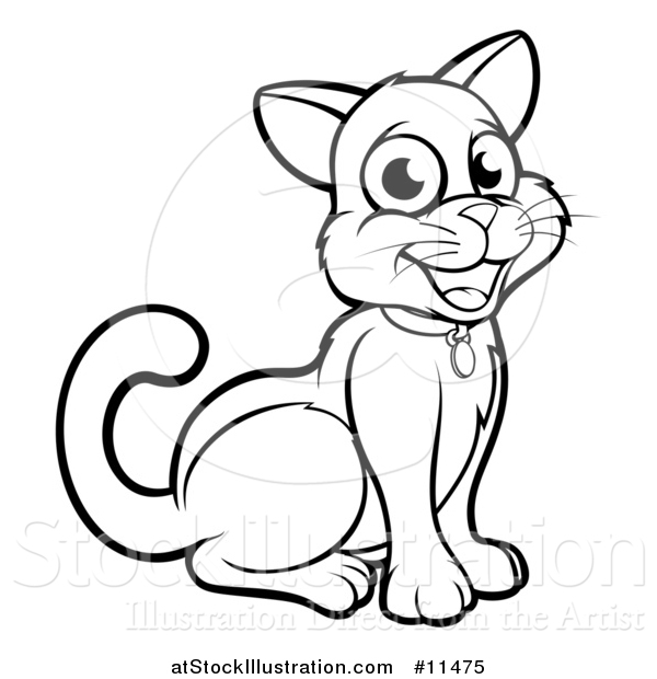 Vector Illustration of a Black and White Cat