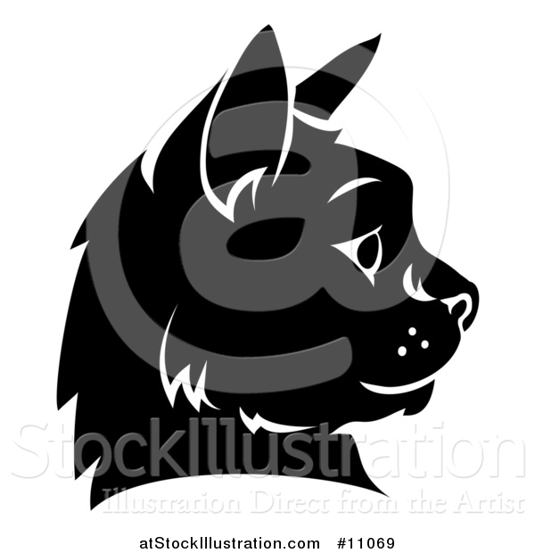Vector Illustration of a Black and White Cat Face in Profile