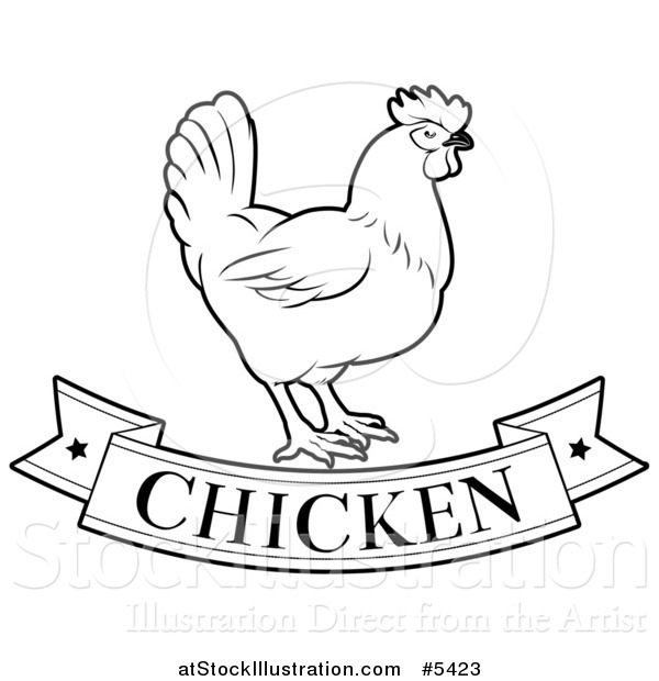 Vector Illustration of a Black and White Chicken Food Banner and Bird