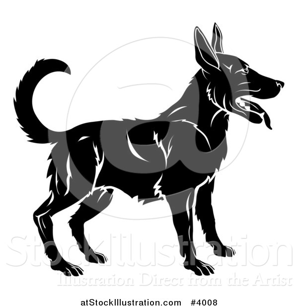 Vector Illustration of a Black and White Chinese Zodiac Dog