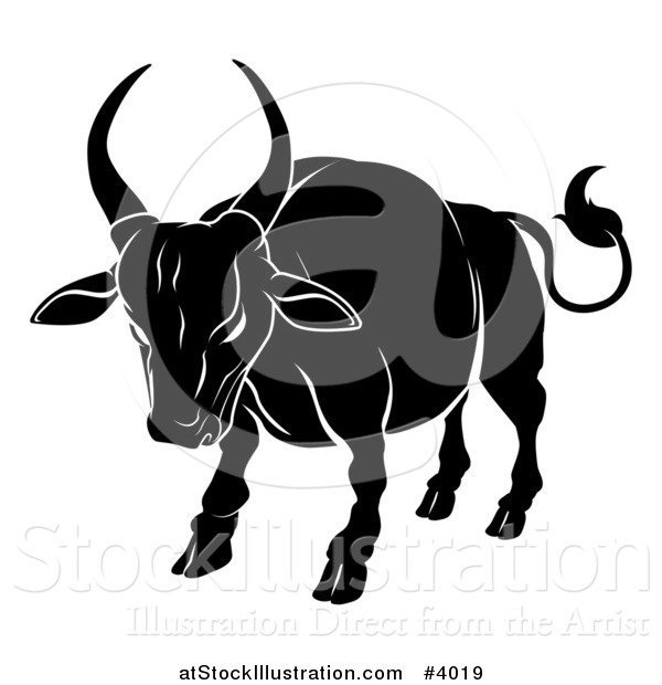 Vector Illustration of a Black and White Chinese Zodiac Ox