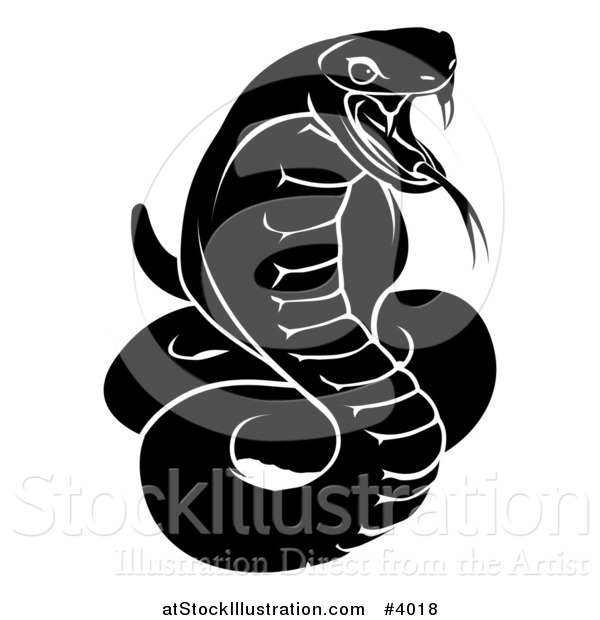 Vector Illustration of a Black and White Chinese Zodiac Snake