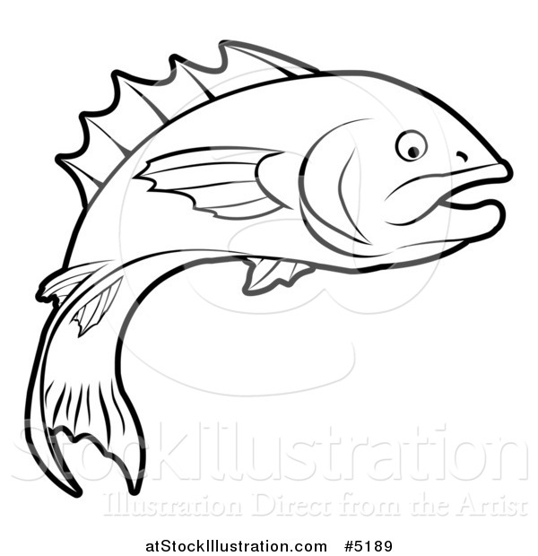 Vector Illustration of a Black and White Fish in Profile