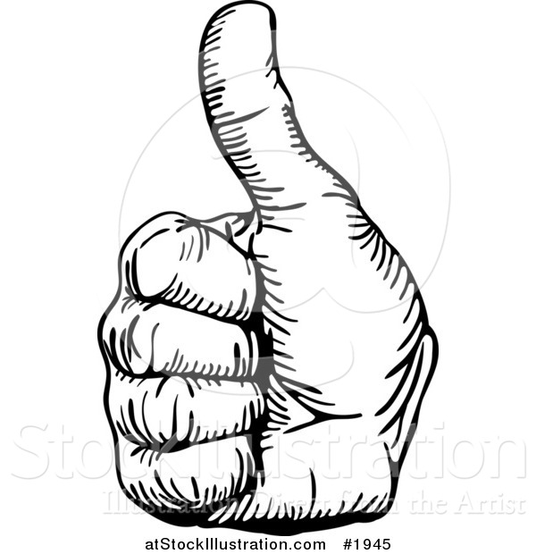Vector Illustration of a Black and White Hand with a Thumb up