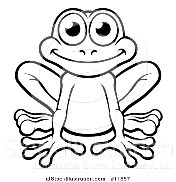 Vector Illustration of a Black and White Happy Frog